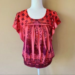 Apt 9 Medium Orange Butterfly Sleeve Shirt Top